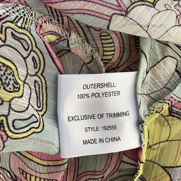 Badgley Mischka Floral Chiffon Sheer Blouse Tunic Top Women’s L/XL - Picture 12 of 16